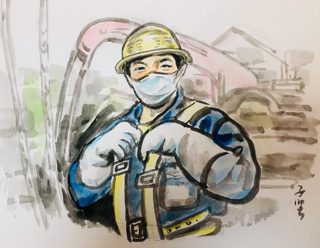 美术《抗疫情·复产复工》(国画)(                    作品五